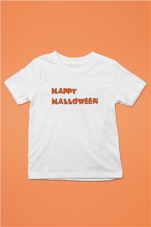 Halloween Baskılı Beyaz Unisex Beyaz Çocuk Tişört - Tshirt