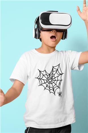 Halloween Baskılı Beyaz Unisex Beyaz Çocuk Tişört - Tshirt