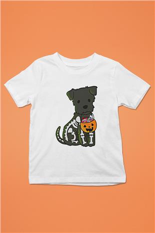 Halloween Baskılı Beyaz Unisex Beyaz Çocuk Tişört - Tshirt