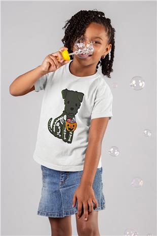 Halloween Baskılı Beyaz Unisex Beyaz Çocuk Tişört - Tshirt