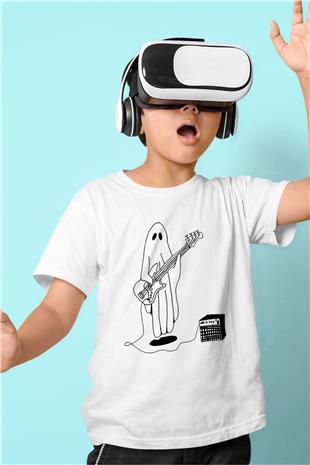 Halloween Baskılı Beyaz Unisex Beyaz Çocuk Tişört - Tshirt