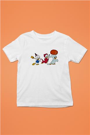 Halloween Baskılı Beyaz Unisex Beyaz Çocuk Tişört - Tshirt