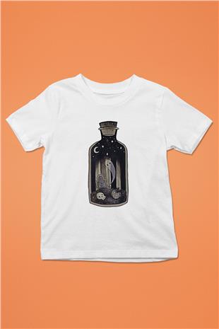 Halloween Baskılı Beyaz Unisex Beyaz Çocuk Tişört - Tshirt