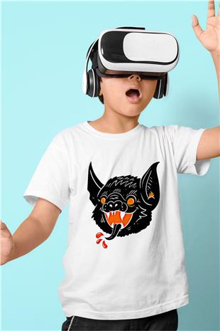 Halloween Baskılı Beyaz Unisex Beyaz Çocuk Tişört - Tshirt