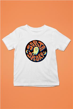 Halloween Baskılı Beyaz Unisex Beyaz Çocuk Tişört - Tshirt