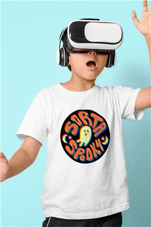 Halloween Baskılı Beyaz Unisex Beyaz Çocuk Tişört - Tshirt