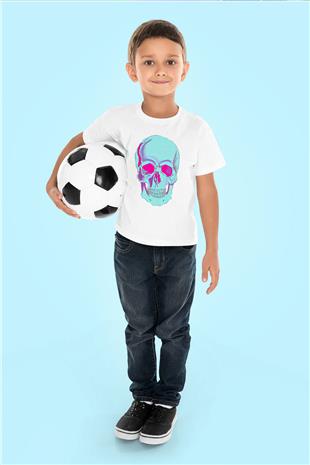 Halloween Baskılı Beyaz Unisex Beyaz Çocuk Tişört - Tshirt