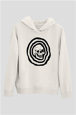 Halloween Baskılı Beyaz Unisex Kapüşonlu Sweatshirt
