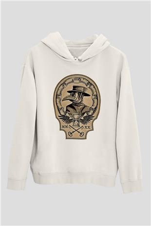 Halloween Baskılı Beyaz Unisex Kapüşonlu Sweatshirt