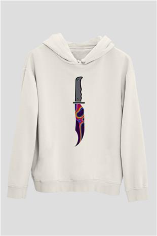 Halloween Baskılı Beyaz Unisex Kapüşonlu Sweatshirt