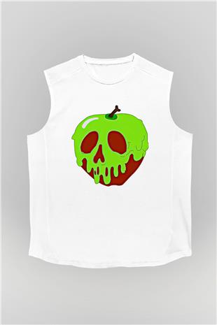 Halloween Baskılı Beyaz Unisex Kolsuz Tişört - Tshirt