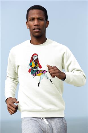 Halloween Baskılı Beyaz Unisex Sweatshirt