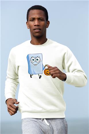 Halloween Baskılı Beyaz Unisex Sweatshirt