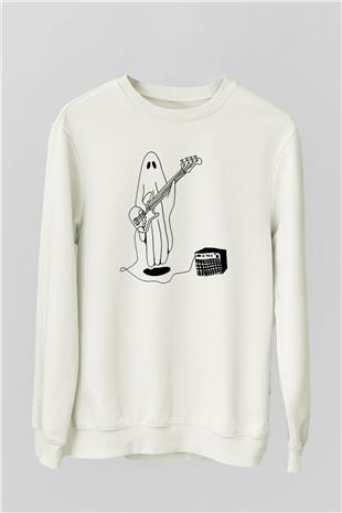Halloween Baskılı Beyaz Unisex Sweatshirt