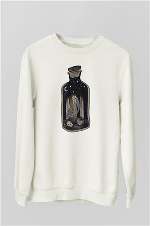 Halloween Baskılı Beyaz Unisex Sweatshirt
