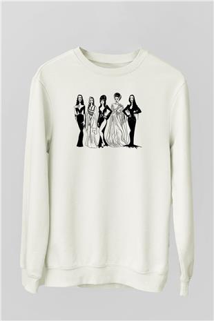 Halloween Baskılı Beyaz Unisex Sweatshirt