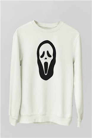 Halloween Baskılı Beyaz Unisex Sweatshirt