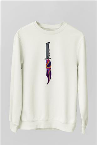 Halloween Baskılı Beyaz Unisex Sweatshirt