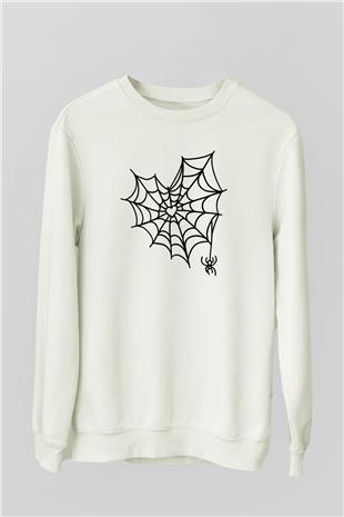 Halloween Baskılı Beyaz Unisex Sweatshirt