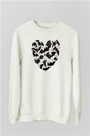 Halloween Baskılı Beyaz Unisex Sweatshirt