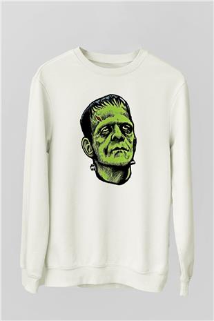 Halloween Baskılı Beyaz Unisex Sweatshirt