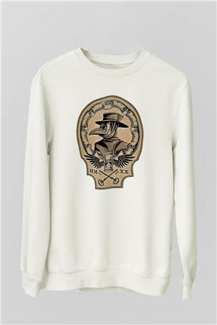 Halloween Baskılı Beyaz Unisex Sweatshirt