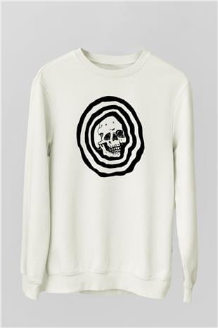 Halloween Baskılı Beyaz Unisex Sweatshirt