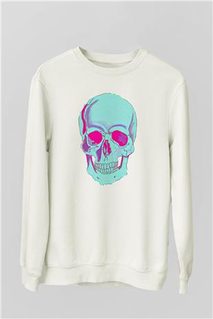 Halloween Baskılı Beyaz Unisex Sweatshirt