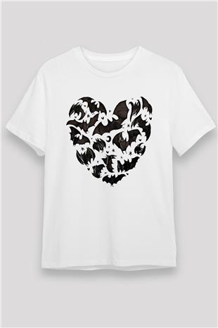 Halloween Baskılı Unisex Beyaz Tişört - Tshirt