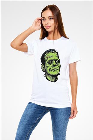 Halloween Baskılı Unisex Beyaz Tişört - Tshirt
