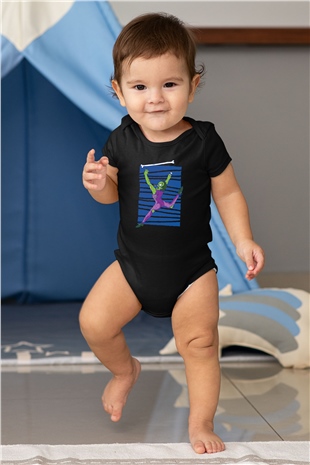 Halloween Baskılı Unisex Siyah Bebek Body - Zıbın