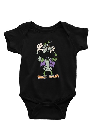 Halloween Baskılı Unisex Siyah Bebek Body - Zıbın