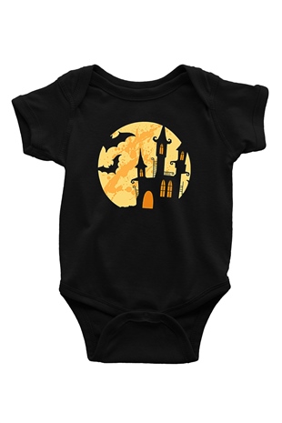 Halloween Baskılı Unisex Siyah Bebek Body - Zıbın