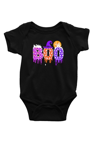 Halloween Baskılı Unisex Siyah Bebek Body - Zıbın