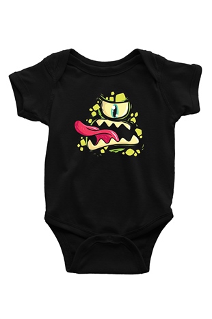 Halloween Baskılı Unisex Siyah Bebek Body - Zıbın