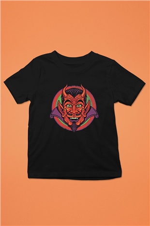Halloween Baskılı Unisex Siyah Çocuk Tişört - Tshirt