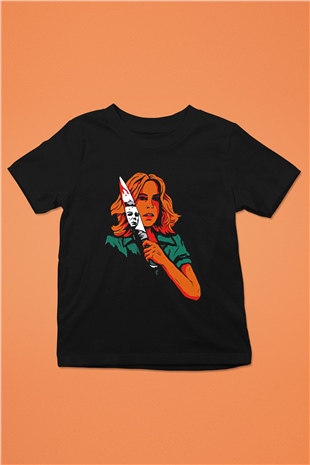 Halloween Baskılı Unisex Siyah Çocuk Tişört - Tshirt
