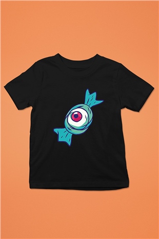 Halloween Baskılı Unisex Siyah Çocuk Tişört - Tshirt