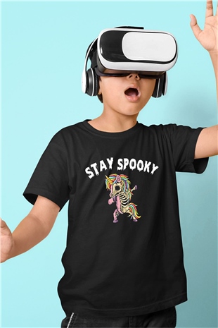 Halloween Baskılı Unisex Siyah Çocuk Tişört - Tshirt