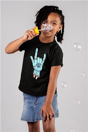 Halloween Baskılı Unisex Siyah Çocuk Tişört - Tshirt