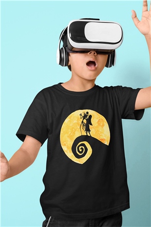 Halloween Baskılı Unisex Siyah Çocuk Tişört - Tshirt