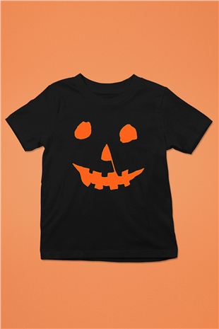 Halloween Baskılı Unisex Siyah Çocuk Tişört - Tshirt