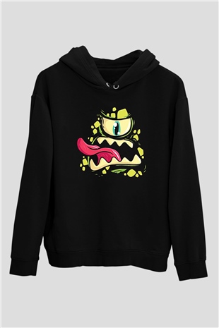 Halloween Baskılı Unisex Siyah Hoodie
