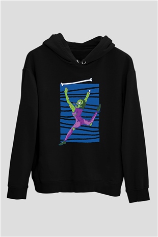 Halloween Baskılı Unisex Siyah Hoodie