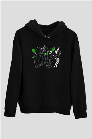 Halloween Baskılı Unisex Siyah Hoodie