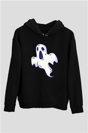 Halloween Baskılı Unisex Siyah Hoodie