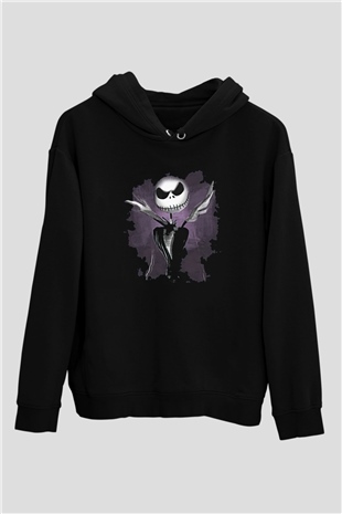 Halloween Baskılı Unisex Siyah Hoodie