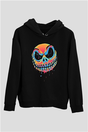 Halloween Baskılı Unisex Siyah Hoodie