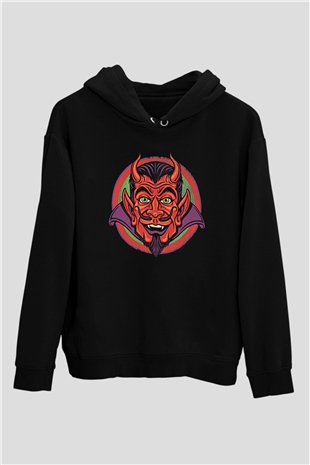 Halloween Baskılı Unisex Siyah Hoodie