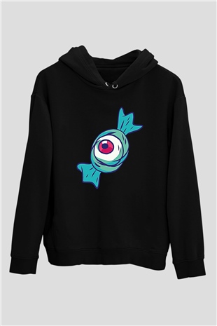 Halloween Baskılı Unisex Siyah Hoodie